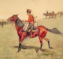 Репродукция картины "hussar, russian guard corps" художника "ремингтон фредерик"