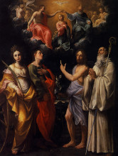 Копия картины "coronation of the virgin with st. catherine of alexandria, st. john the evangelist, st. john the baptist" художника "рени гвидо"