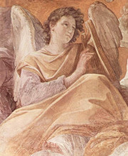 Репродукция картины "the queen of heaven and angels pla (frescoes in the palazzo quirinale, cappella dell&#39;annunciata, vault fresco scene)" художника "рени гвидо"