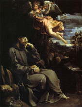 Картина "st francis consoled by angelic music" художника "рени гвидо"