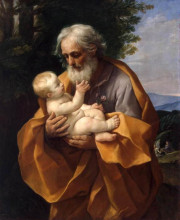 Копия картины "st joseph with the infant jesus" художника "рени гвидо"