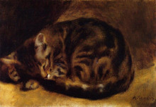 Репродукция картины "sleeping cat" художника "ренуар пьер огюст"