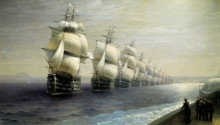 Копия картины "смотр черноморского флота в 1849 году" художника "айвазовский иван"