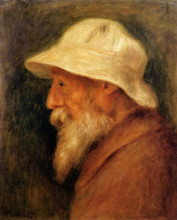 Репродукция картины "self-portrait with a white hat" художника "ренуар пьер огюст"