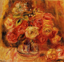 Копия картины "roses in a vase" художника "ренуар пьер огюст"