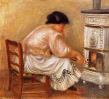 Копия картины "woman stoking a stove" художника "ренуар пьер огюст"