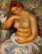 Картина "seated nude with a bouquet" художника "ренуар пьер огюст"