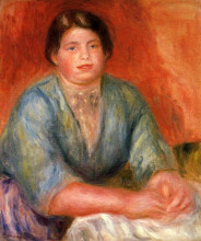 Картина "seated woman in a blue dress" художника "ренуар пьер огюст"