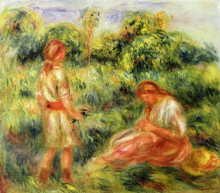 Картина "two young women in a landscape" художника "ренуар пьер огюст"