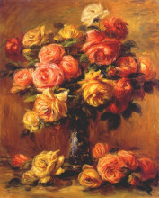 Репродукция картины "roses in a vase" художника "ренуар пьер огюст"
