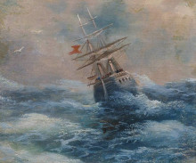 Репродукция картины "море с кораблем" художника "айвазовский иван"