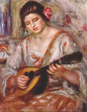 Картина "girl with a mandolin" художника "ренуар пьер огюст"