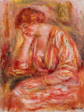 Копия картины "woman leaning on her elbow" художника "ренуар пьер огюст"