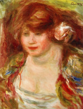 Картина "woman wearing a rose andree" художника "ренуар пьер огюст"