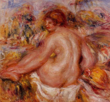 Копия картины "after bathing, seated female nude" художника "ренуар пьер огюст"