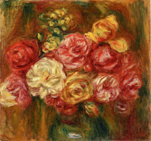Копия картины "bouquet of roses in a green vase" художника "ренуар пьер огюст"