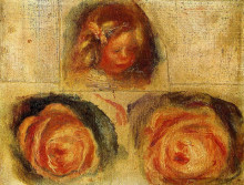 Репродукция картины "coco and roses (study)" художника "ренуар пьер огюст"
