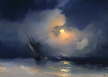 Репродукция картины "буря на море лунной ночью" художника "айвазовский иван"