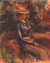 Картина "girl wearing a straw hat" художника "ренуар пьер огюст"