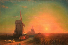 Копия картины "закат. мельница" художника "айвазовский иван"