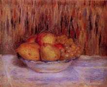 Копия картины "still life with pears and grapes" художника "ренуар пьер огюст"