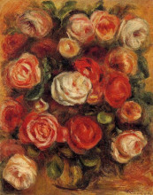 Репродукция картины "vase of roses" художника "ренуар пьер огюст"
