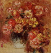 Репродукция картины "vase of roses" художника "ренуар пьер огюст"