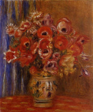 Репродукция картины "vase of tulips and anemones" художника "ренуар пьер огюст"