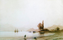 Копия картины "вид на скалистый берег со стороны моря" художника "айвазовский иван"