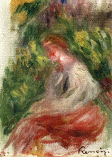 Репродукция картины "young woman, seated" художника "ренуар пьер огюст"