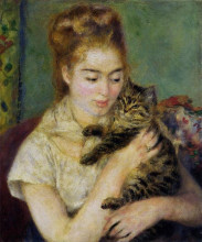 Картина "woman with a cat" художника "ренуар пьер огюст"