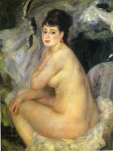 Репродукция картины "nude seated on a sofa" художника "ренуар пьер огюст"