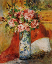 Репродукция картины "roses in a vase" художника "ренуар пьер огюст"