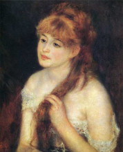 Картина "young woman braiding her hair" художника "ренуар пьер огюст"