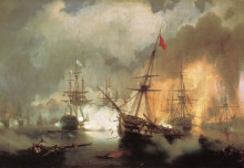 Копия картины "морское сражение при наварине" художника "айвазовский иван"