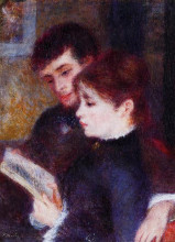 Репродукция картины "reading couple (edmond renoir and marguerite legrand)" художника "ренуар пьер огюст"