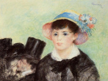 Репродукция картины "young woman in a straw hat" художника "ренуар пьер огюст"