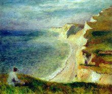 Репродукция картины "cliffs on the coast near pourville" художника "ренуар пьер огюст"