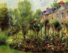 Копия картины "the rose garden at wargemont" художника "ренуар пьер огюст"