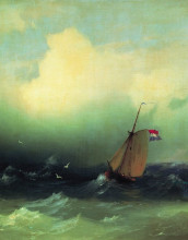 Репродукция картины "буря на море" художника "айвазовский иван"