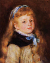 Картина "mademoiselle grimprel in a blue ribbon" художника "ренуар пьер огюст"