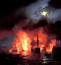 Картина "чесменская битва ночью" художника "айвазовский иван"