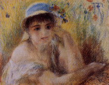 Копия картины "woman in a straw hat" художника "ренуар пьер огюст"