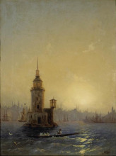Репродукция картины "вид леандровой башни в константинополе" художника "айвазовский иван"