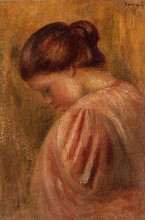 Копия картины "portrait of a girl in red" художника "ренуар пьер огюст"