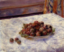 Картина "still life, a plate of plums" художника "ренуар пьер огюст"