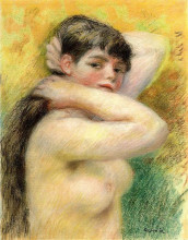 Репродукция картины "nude arranging her hair" художника "ренуар пьер огюст"