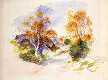 Копия картины "landscape with trees" художника "ренуар пьер огюст"