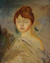 Репродукция картины "head of a young woman" художника "ренуар пьер огюст"