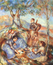 Репродукция картины "the grape pickers at lunch" художника "ренуар пьер огюст"